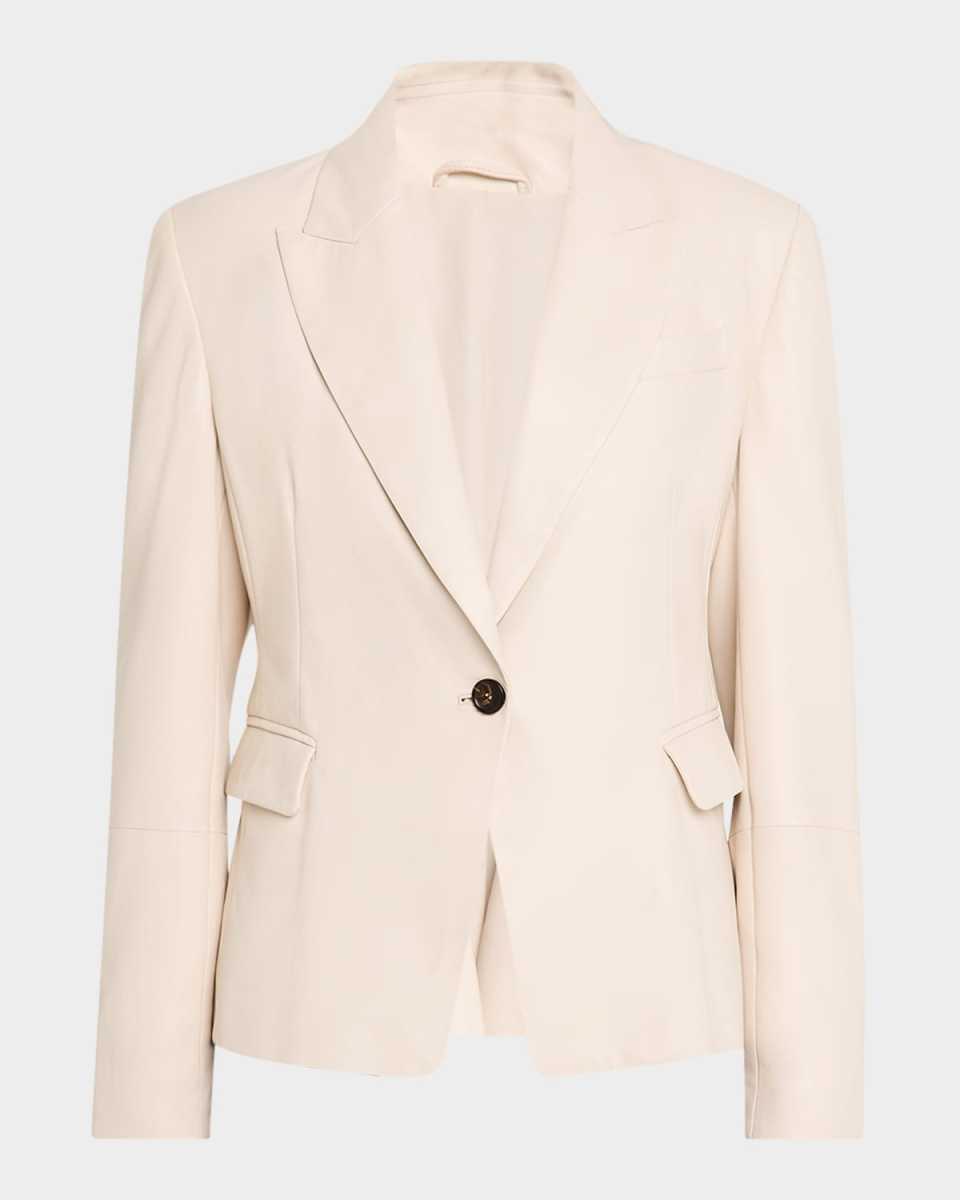 Smooth Glove Leather Single-Breasted Blazer
